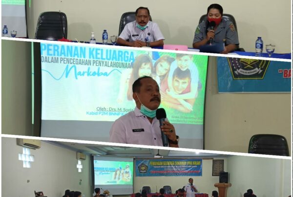 BNNP Kalteng Drs. M. Soedja'i (Kabid P2M) menghadiri permintaan sebagai narasumber oleh Kemenag Provinsi Kalteng untuk sosialisasi P4GN pada kegiatan Pembinaan Keluarga Sukhinah dengan Tema "Peranan Keluarga dalam Pencegahan Pengalahgunaan Narkoba"