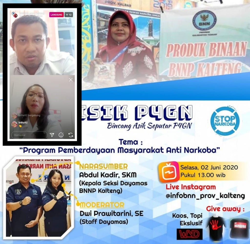 Bincang Asik Seputar P4GN via live Instagram dengan akun @infobnn_prov_kalteng