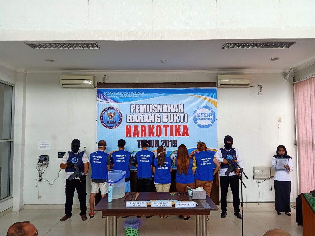 Pemusnahan Barang Bukti shabu dari hasil penangkapan awal bulan juli 2019 yang lalu dengan Tkp Seruyan, Bandara Tjilik Riwut dan Klampangan Kota Palangka Raya