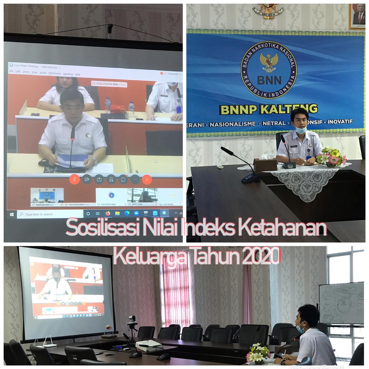Bidang Pencegahan BNNP Kalteng menghadiri kegiatan secara virual tentang sosialisasi Nilai Indeks Ketahanan Keluarga sebagai indikator Kinerja Kegiatan Direktorat Advokasi