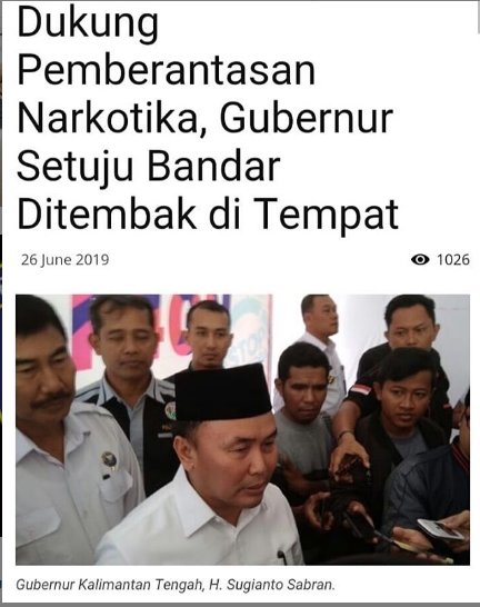 Dukung Pemberantasan Narkotika, Gubernur Setuju Bandar Ditembak di Tempat Dukung Pemberantasan Narkotika, Gubernur Setuju Bandar Ditembak di Tempat