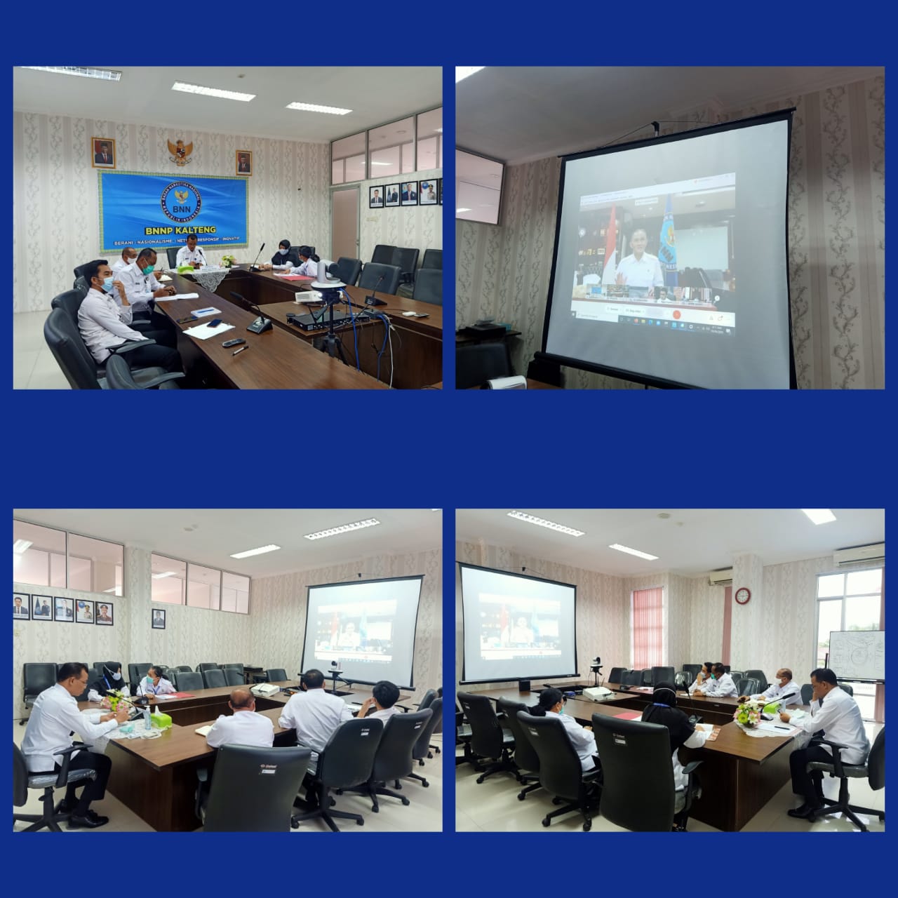 Kepala BNNP Kalimantan Tengah Beserta Jajaran Mengikuti Acara Video Conference Yang Diselenggarakan Oleh Puslidatin BNN RI.
