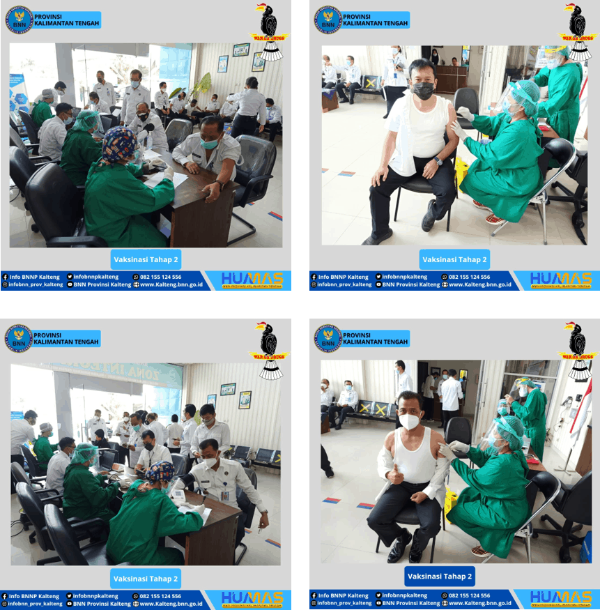 BNNP Kalteng lakukan Vaksinasi COVID-19 Tahap 2 Bekerja Sama Dengan Dinkes Kota Palangkaraya Melalui UPT Puskesmas Kayon
