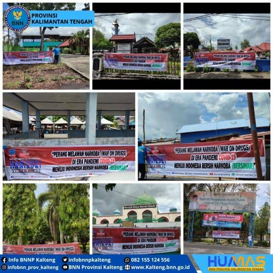 Pemasangan Spanduk Dalam Rangka Peringatan Hari Anti Narkotika Internasional Tahun 2021