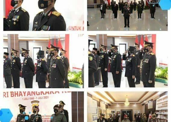 Kegiatan Kepala BNNP Kalteng menghadiri Upacara Hari Bhayangkara Ke -75 Upacara dilaksanakan secara Virtual