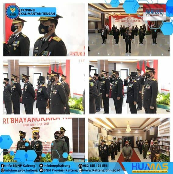 Kegiatan Kepala BNNP Kalteng menghadiri Upacara Hari Bhayangkara Ke -75 Upacara dilaksanakan secara Virtual