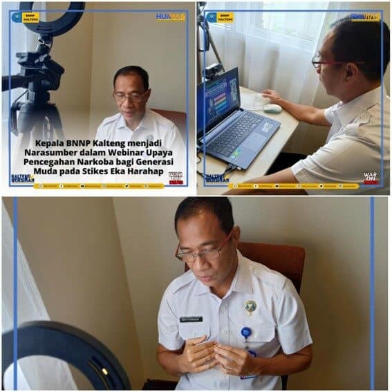 Kepala BNNP Kalteng menjadi Narasumber dalam Webinar Upaya Pencegahan Narkotika bersama Stikes Eka Harap Palangka Raya