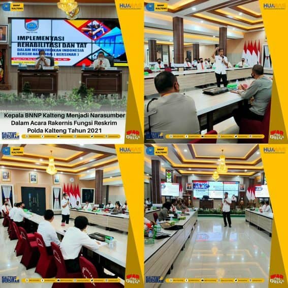 Kepala BNNP sebagai Narasumber Kegiatan Rakernis Fungsi Reskrim Polda Kalteng Tahun 2021