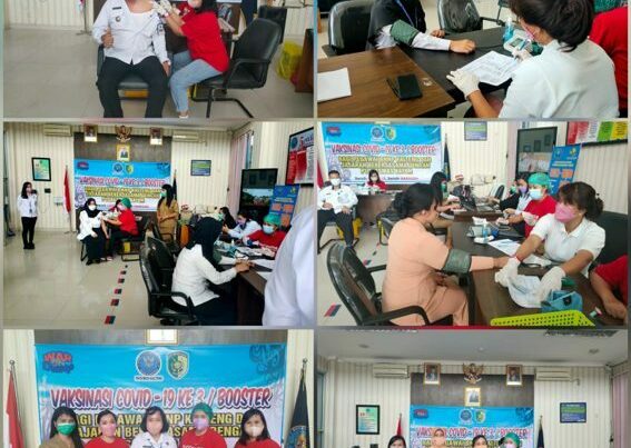 Kegiatan vaksin booster bagi pegawai BNNP Kalteng dan jajaran bekerja sama dengan Puskesmas Kayon
