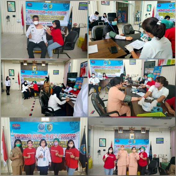 Kegiatan vaksin booster bagi pegawai BNNP Kalteng dan jajaran bekerja sama dengan Puskesmas Kayon