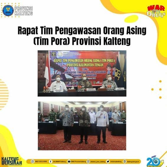 Kepala BNNP Kalteng Menghadiri Rapat Tim Pengawasan Orang Asing (Tim Pora) Provinsi Kalteng