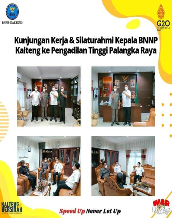Kegiatan Kunjungan Kerja & Silaturahmi Kepala BNNP Kalteng Ke Pengadilan Tinggi Palangka Raya