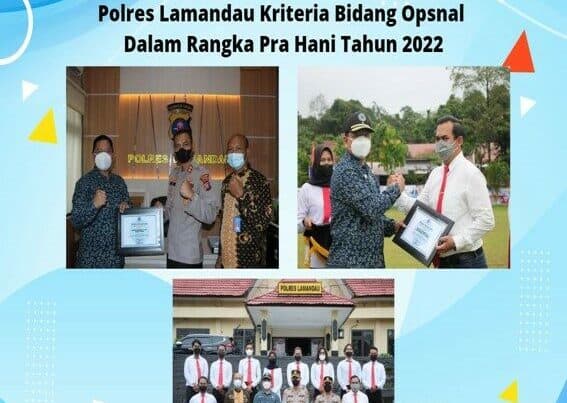 Kegiatan Upacara Pemberian Penghargaan Kepada 11 Orang Personel Polres Lamandau Kriteria Bidang OPSNAL Dalam Rangka Pra HANI Tahun 2022