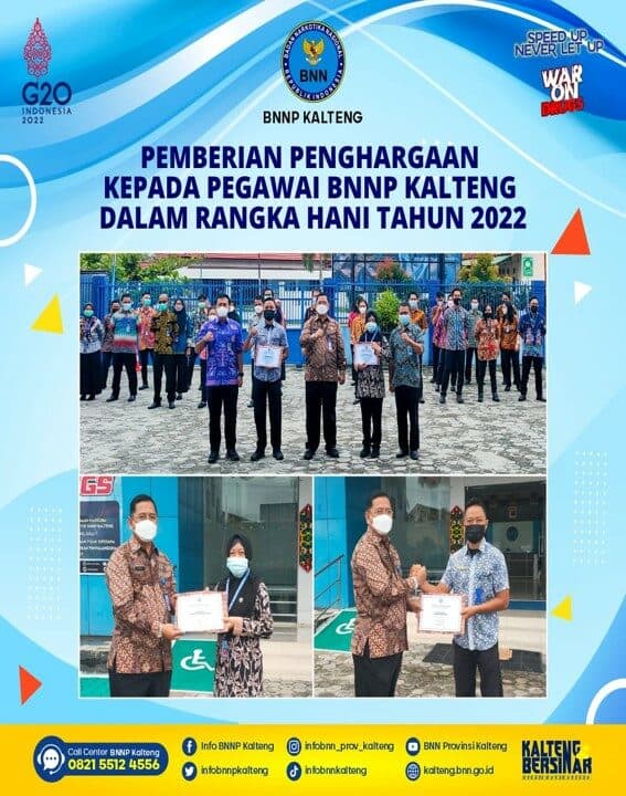 Kegiatan Pemberian Penghargaan Kepada Pegawai BNNP Kalteng Dalam Rangka HANI Tahun 2022 Konsep Otomatis