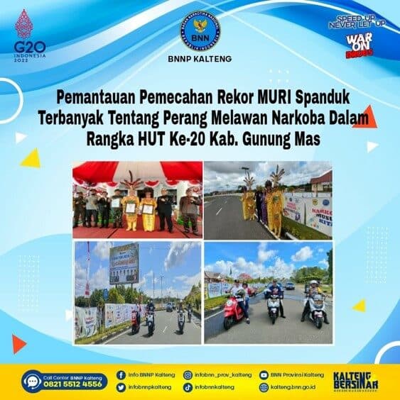 Kegiatan Pemantauan Pemecahan Rekor Muri Spanduk Terbanyak Tentang Perang Melawan Narkoba dalam Rangka Hut Ke-20 Kab. Gunung Mas Konsep Otomatis