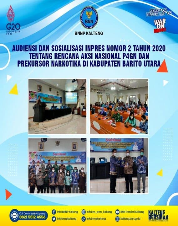 Kegiatan Audiensi dan Sosialisasi Inpres Nomor 2 Tahun 2020 Tentang Rencana Aksi Nasional P4GN dan Prekursor Narkotika di Kabupaten Barito Utara Kegiatan Audiensi dan Sosialisasi Inpres Nomor 2 Tahun 2020 Tentang Rencana Aksi Nasional P4GN dan Prekursor Narkotika di Kabupaten Barito Utara