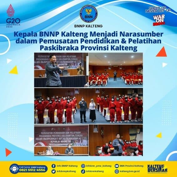 Kegiatan Kepala BNNP Kalteng Menjadi Narasumber dalam Pemusatan Pendidikan dan Pelatihan Paskibraka Provinsi Kalimantan Tengah Kegiatan Kepala Bnnp Kalteng Menjadi Narasumber dalam Pemusatan Pendidikan dan Pelatihan Paskibraka Provinsi Kalimantan Tengah