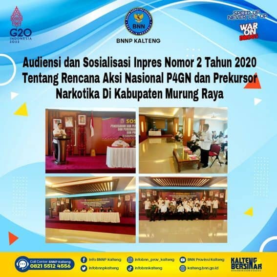 Audiensi dan Sosialisasi Inpres Nomor 2 Tahun 2020 Tentang Rencana Aksi Nasional P4GN dan Prekursor Narkotika di Kabupaten Murung Raya Audiensi dan Sosialisasi Inpres Nomor 2 Tahun 2020 Tentang Rencana Aksi Nasional P4GN dan Prekursor Narkotika di Kabupaten Murung Raya
