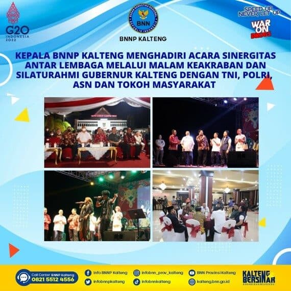 Kegiatan Kepala BNNP Kalteng Menghadiri Acara Sinergitas antar Lembaga Melalui Malam Keakraban dan Silahturahmi Gubernur Kalteng dengan TNI, POLRI, ASN dan Tokoh Masyarakat Kegiatan Kepala BNNP Kalteng Menghadiri Acara Sinergitas antar Lembaga Melalui Malam Keakraban dan Silahturahmi Gubernur Kalteng dengan TNI, POLRI, ASN dan Tokoh Masyarakat
