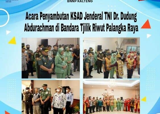 Kegiatan Penyambutan Kepala Staf Angkatan Darat Jenderal TNI Dr. Dudung Abdurachman di Bandara Tjilik Riwut Palangka Raya