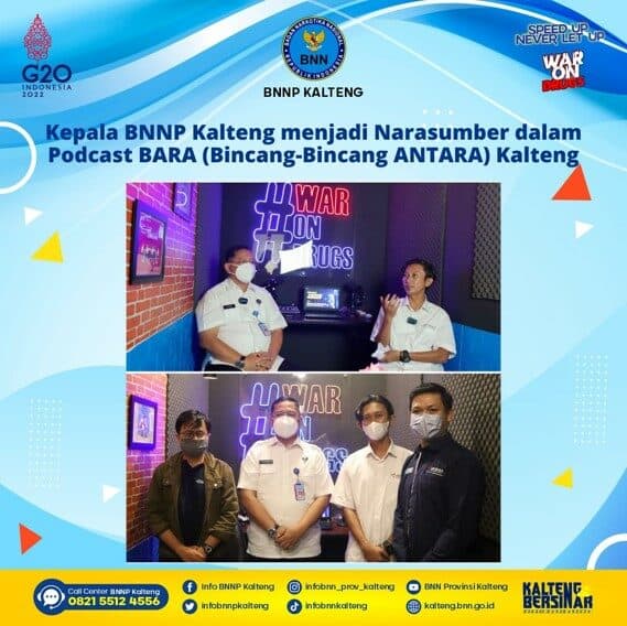 Kegiatan Kepala BNNP Kalteng Menjadi Narasumber Podcast BARA (Bincang-Bincang Antara) Kalteng Kegiatan Kepala BNNP Kalteng Menjadi Narasumber Podcast BARA (Bincang -Bincang Antara) Kalteng