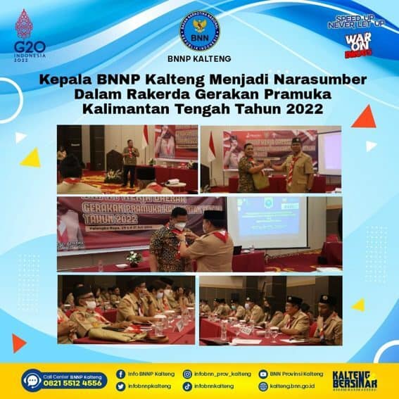 Kepala BNNP Kalteng Menjadi Narasumber Dalam Rapat Kerja Daerah Gerakan Pramuka Kalimantan Tengah Tahun 2022 Kepala BNNP Kalteng Menjadi Narasumber Dalam Rapat Kerja Daerah Gerakan Pramuka Kalimantan Tengah Tahun 2022