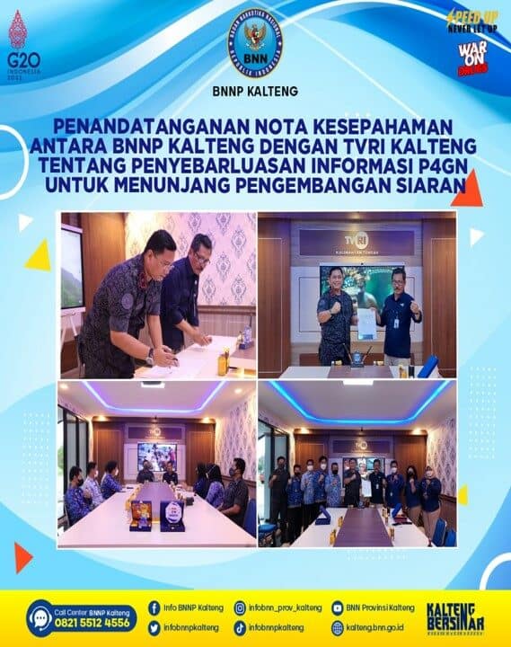 Penandatanganan Nota Kesepahaman Antara BNNP Kalteng Dengan TVRI Kalteng Tentang Penyebarluasan Informasi P4GN Untuk Menunjang Pengembangan Siaran Penandatanganan Nota Kesepahaman Antara BNNP Kalteng Dengan TVRI Kalteng Tentang Penyebarluasan Informasi P4GN Untuk Menunjang Pengembangan Siaran