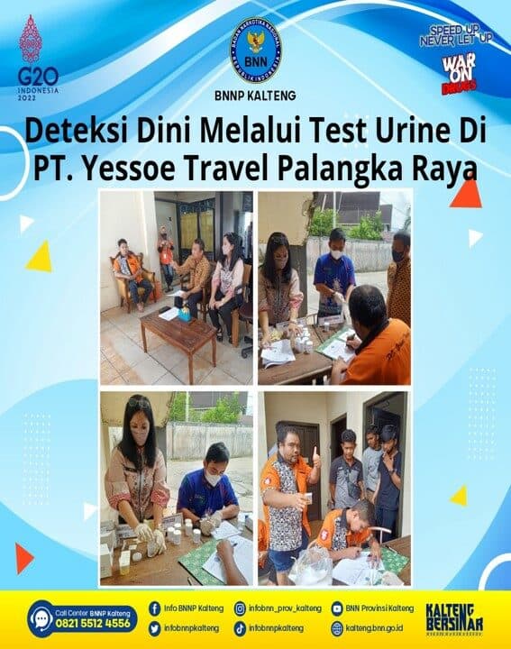BNNP Kalteng Melaksanakan Deteksi Dini Melalui Tes Urine Narkoba Bagi Karyawan PT. Yessoe Travel Palangka Raya BNNP Kalteng Melaksanakan Deteksi Dini Melalui Tes Urine Narkoba Bagi Karyawan PT. Yessoe Travel Palangka Raya