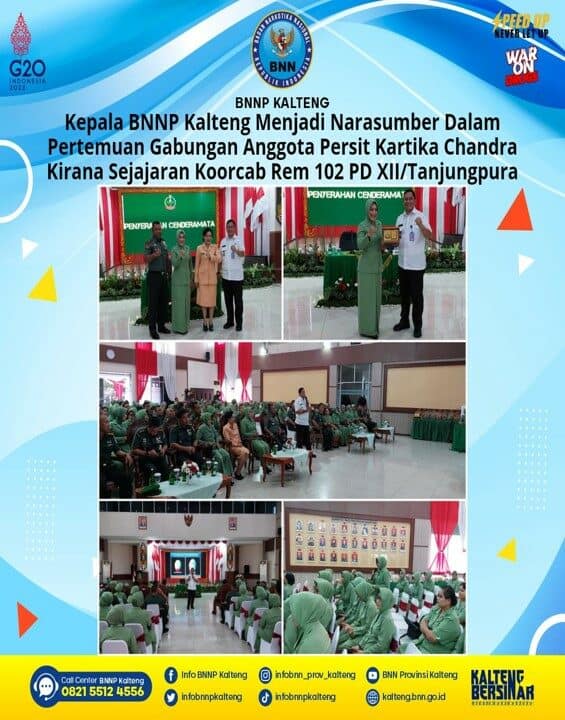 Kepala BNNP Kalteng Menjadi Narasumber Dalam Pertemuan Gabungan Anggota Persit Kartika Chandra Kirana Sejajaran Koorcab Rem 102 PD Xii/Tanjungpura Kepala BNNP Kalteng Menjadi Narasumber Dalam Pertemuan Gabungan Anggota Persit Kartika Chandra Kirana Sejajaran Koorcab Rem 102 PD Xii/Tanjungpura