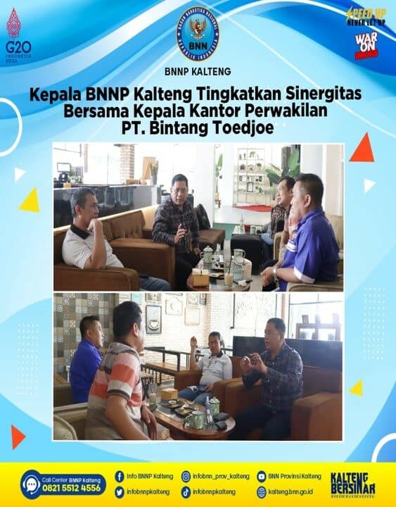 Kepala BNNP Kalteng Tingkatkan Sinergitas Bersama Kepala Kantor Perwakilan PT. Bintang Toedjoe Kepala BNNP Kalteng Tingkatkan Sinergitas Bersama Kepala Kantor Perwakilan PT. Bintang Toedjoe