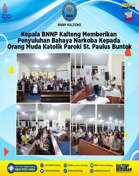 Kegiatan Kepala BNNP Kalteng Memberikan Penyuluhan Bahaya Narkoba Kepada Orang Muda Katolik Paroki St. Paulus Buntok Kegiatan Kepala BNNP Kalteng Memberikan Penyuluhan Bahaya Narkoba Kepada Orang Muda Katolik Paroki St. Paulus Buntok