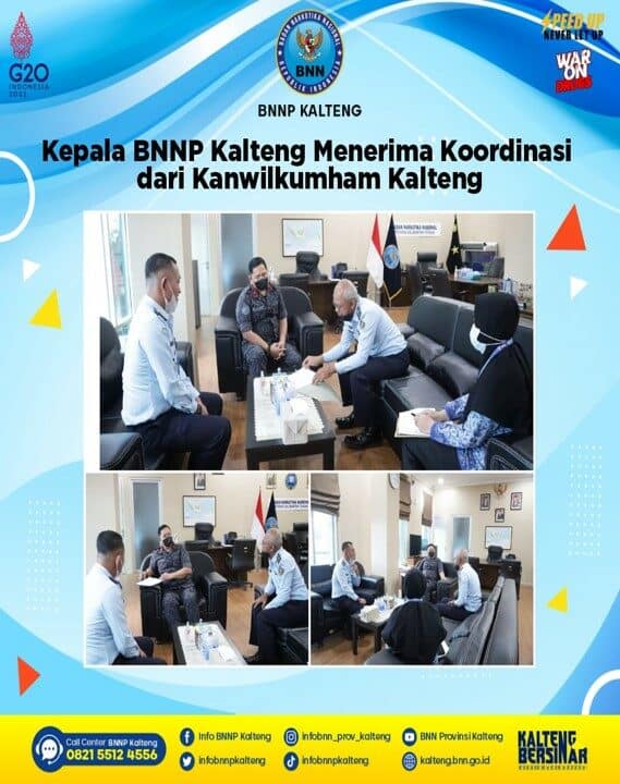 Kegiatan Kepala BNNP Kalteng Menerima Kunjungan Koordinasi dari Kanwilkumham Kalteng Kegiatan Kepala BNNP Kalteng Menerima Kunjungan Koordinasi dari Kanwilkumham Kalteng