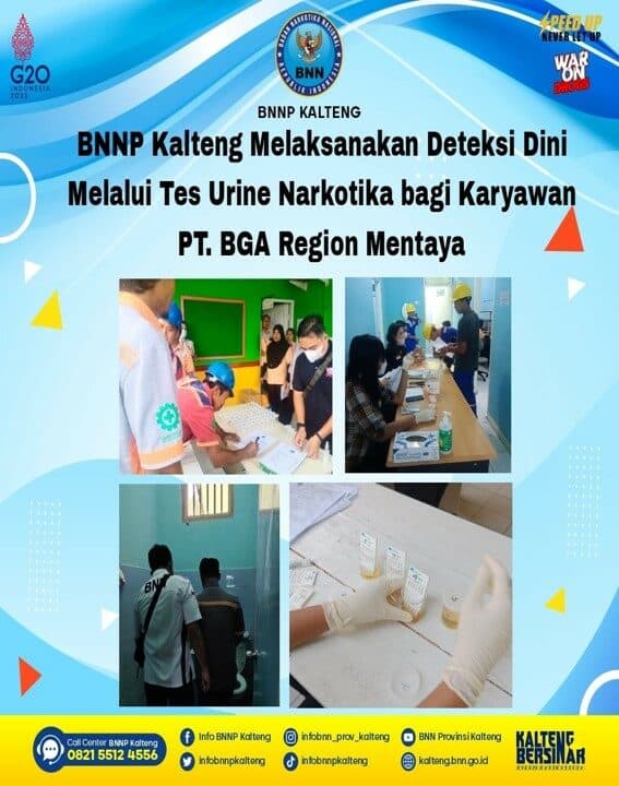 Kegiatan BNNP Kalteng Melaksanakan Deteksi Dini Melalui Tes Urine Narkotika Bagi Karyawan PT. BGA Region Mentaya Kegiatan BNNP Kalteng Melaksanakan Deteksi Dini Melalui Tes Urine Narkotika Bagi Karyawan PT. BGA Region Mentaya