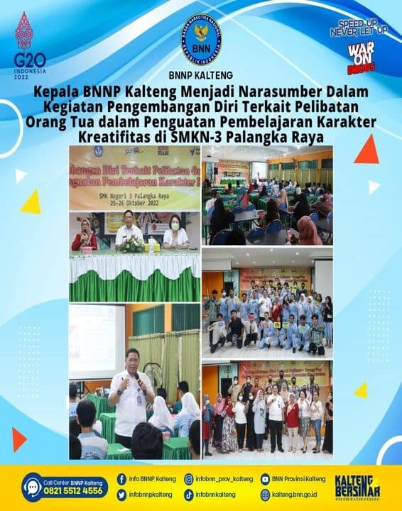 Kepala BNNP Kalteng Menjadi Narasumber Dalam Kegiatan Pengembangan Diri Terkait Pelibatan Orang Tua Dalam Penguatan Pembelajaran Karakter Kreatifitas Di SMKN-3 Palangka Raya Kepala BNNP Kalteng Menjadi Narasumber Dalam Kegiatan Pengembangan Diri Terkait Pelibatan Orang Tua Dalam Penguatan Pembelajaran Karakter Kreatifitas Di SMKN-3 Palangka Raya