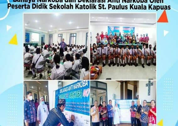 Kepala BNNP Kalteng Memberikan Penyuluhan Bahaya Narkoba Dan Deklarasi Anti Narkoba Oleh Peserta Didik Sekolah Katolik St. Paulus Kuala Kapuas