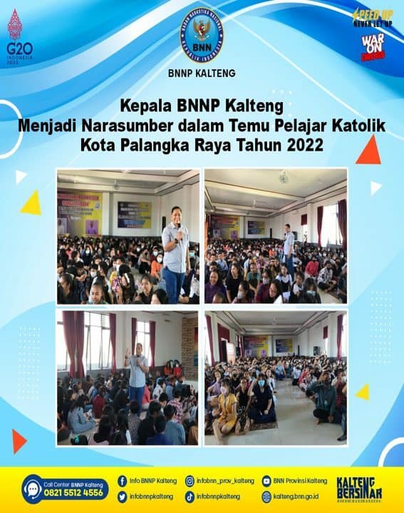 Kepala BNNP Kalteng Menjadi Narasumber Dalam Temu Pelajar Katolik Kota Palangka Raya Tahun 2022 Temu Pelajar