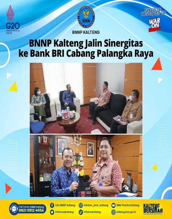 Kegiatan Kepala BNNP Kalteng Jalin Sinergitas Ke Kantor PT. Bank Bri Cabang Palangka Raya bri