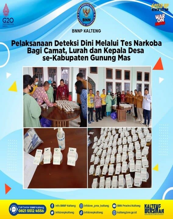 Kegiatan Pelaksanaan Deteksi Dini Melalui Tes Urine Narkoba Bagi Camat, Lurah Dan Kepala Desa Se-kabupaten Gunung Mas Kegiatan Pelaksanaan Deteksi Dini Melalui Tes Urine Narkoba Bagi Camat, Lurah Dan Kepala Desa Se-kabupaten Gunung Mas