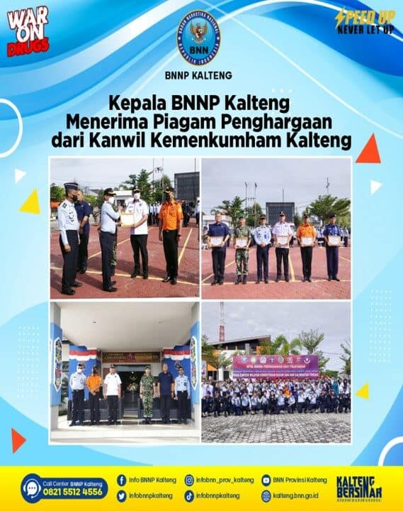 Kepala BNNP Kalteng Menerima Piagam Penghargaan Dari Kanwil Kemenkumham Kalteng Kepala BNNP Kalteng Menerima Piagam Penghargaan Dari Kanwil Kemenkumham Kalteng