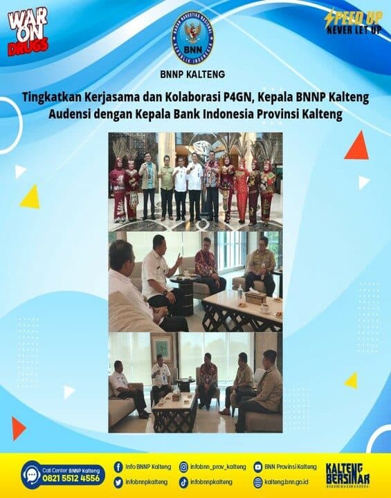 Tingkatkan Kerjasama dan Kolaborasi P4GN, Kepala BNNP Kalteng Audiensi dengan Kepala Kantor Perwakilan Bank Indonesia Provinsi Kalimantan Tengah Tingkatkan Kerjasama dan Kolaborasi P4GN, Kepala BNNP Kalteng Audiensi dengan Kepala Kantor Perwakilan Bank Indonesia Provinsi Kalimantan Tengah