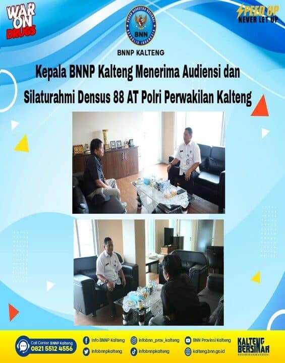 Kepala BNNP Kalteng Menerima Audiensi dan Silaturahmi Densus 88 At Polri Perwakilan Kalteng Kepala BNNP Kalteng Menerima Audiensi dan Silaturahmi Densus 88 At Polri Perwakilan Kalteng