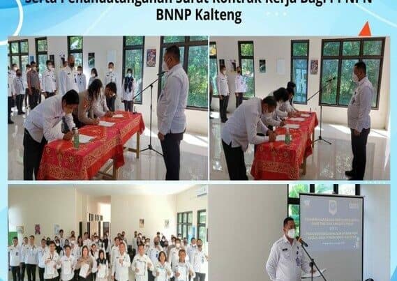 Kegiatan Penandatanganan Pakta Integritas Bagi PNS dan Anggota Polri Serta Penandatanganan Surat Kontrak Kerja Bagi PPNPN BNNP Kalteng
