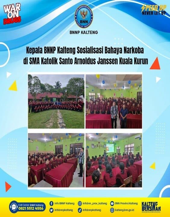 Kepala BNNP Kalteng Sosialisasi Bahaya Narkoba di Sma Katolik Santo Arnoldus Janssen Kuala Kurun Kepala BNNP Kalteng Sosialisasi Bahaya Narkoba di Sma Katolik Santo Arnoldus Janssen Kuala Kurun