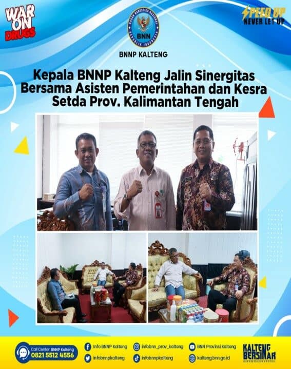 Kepala BNNP Kalteng Jalin Sinergitas Bersama Asisten Pemerintahan Dan Kesra Setda Prov. Kalimantan Tengah Kepala BNNP Kalteng Jalin Sinergitas Bersama Asisten Pemerintahan Dan Kesra Setda Prov. Kalimantan Tengah