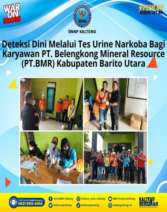 BNNP Kalteng Melaksanakan Deteksi Dini Melalui Tes Urine Narkoba di PT. Belengkong Mineral Resource (PT.BMR) Kabupaten Barito Utara BNNP Kalteng Melaksanakan Deteksi Dini Melalui Tes Urine Narkoba di PT. Belengkong Mineral Resource (PT.BMR) Kabupaten Barito Utara