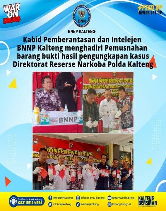 Kabid Pemberantasan dan Intelejen Bnnp Kalteng Menghadiri Pemusnahan Barang Bukti Hasil Pengungkapan Kasus Direktorat Reserse Narkoba Polda Kalteng Kabid Pemberantasan dan Intelejen Bnnp Kalteng Menghadiri Pemusnahan Barang Bukti Hasil Pengungkapan Kasus Direktorat Reserse Narkoba Polda Kalteng
