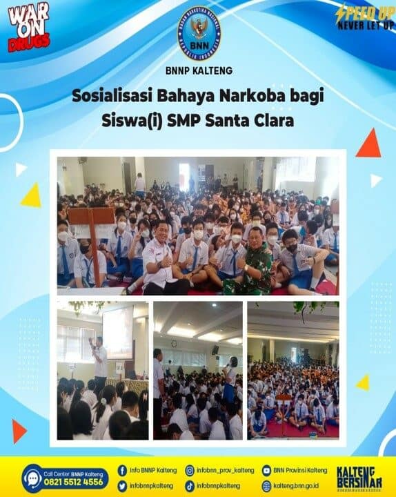 Kepala BNNP Kalteng Menjadi Narasumber Dalam Kegiatan Sosialisasi Bahaya Narkoba Bagi Siswa(i) SMP Santa Clara Kepala BNNP Kalteng Menjadi Narasumber Dalam Kegiatan Sosialisasi Bahaya Narkoba Bagi Siswa(i) SMP Santa Clara