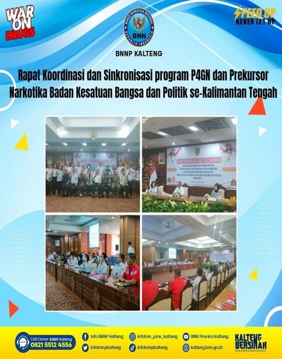 Kegiatan Rapat Koordinasi dan Sinkronisasi Program P4GN dan Prekursor Narkotika Badan Kesatuan Bangsa dan Politik Se-kalimantan Tengah Kegiatan Rapat Koordinasi dan Sinkronisasi Program P4GN dan Prekursor Narkotika Badan Kesatuan Bangsa dan Politik Se-kalimantan Tengah