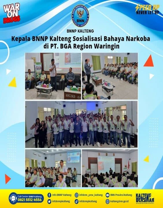 Kepala BNNP Kalteng Sosialisasi Bahaya Narkoba di PT. BGA Region Waringin Kepala BNNP Kalteng Sosialisasi Bahaya Narkoba di PT. BGA Region Waringin