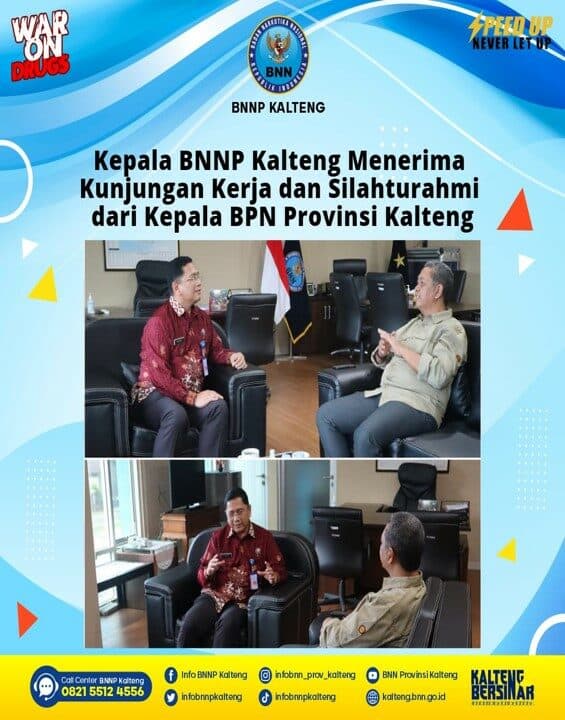 Kegiatan Kepala BNNP Kalteng Menerima Kunjungan Kerja dan Silaturahmi dari Kepala BPN Provinsi Kalteng Kegiatan Kepala BNNP Kalteng Menerima Kunjungan Kerja dan Silaturahmi dari Kepala BPN Provinsi Kalteng